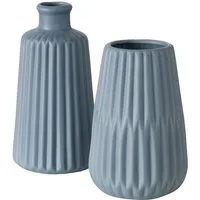 BOLTZE GRUPPE GmbH Dekovase Vase Blumenvase Porzellan Esko blau H 18 cm oval 2er Set