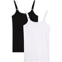 bonprix Shirttop (Packung, 2-tlg) Slim fit, ohne Ärmel, langer Schnitt, aus Baumwolle mit Elasthan