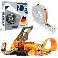 NTG Nutzfahrzeug Technik GmbH Spanngurt Autotransport Zurrgurte Gurt 4 Stück Set 50mm Reifengurt Anhänger PKW (4-St)