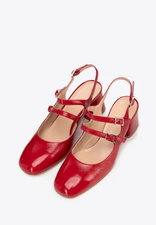 Wittchen Damen-Pumps aus rotem Leder mit Riemchen