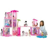 Barbie Puppenhaus Barbie Traumvilla (2026), mit Licht, Sound, 2 Pools, 2 Rutschen, 2 Häuser, Aufzug, 3 Etagen