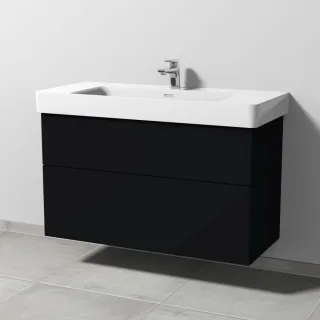 Sanipa 3way Waschtischunterbau zu Laufen Pro S Waschtisch mit 2 Auszügen, Schwarz-Matt SF77008