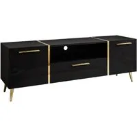 yourhouse24 Lowboard TV ONYX goldenen Beinen TV-Schrank Hochglanz Fernsehschrank