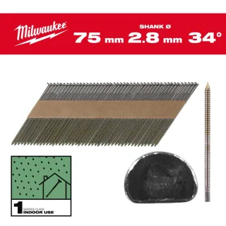 Milwaukee D-Kopf-Nägel 34° Ringschaft SC1 2.200 Stück, blank - 4932492602