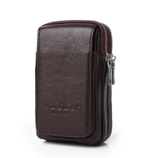 Men's Genuine Leather Zipper Waist Pack Phone Storage Waist Bag Belt Hanging Key & Card Storage Bag
