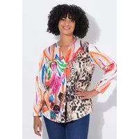 Angel of Style Tunika Satin-Tunika A-Linie Alloverdruck Langarm