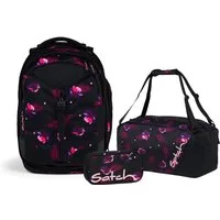Satch Schulranzen Schulrucksack-Set MATCH Mystic Nights 3-teilig, Kollektion 2024 (3-teilig), Laptop-Fach, Your-Size-System, Schulranzen