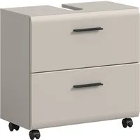 welltime Waschbeckenunterschrank FLORENZ, Breite 60cm, inkl. Siphonausschnitt, mit Türen oder Schüben (TOPSELLER) hochwertige MDF Front, Griff schwarz, Badschrank, Bad