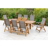 MERXX Garten-Essgruppe Acapulco, (9-tlg), 8 Klappsessel, ausziehbarer Tisch