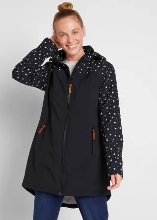 bonprix Funktions-Softshell-Parka mit Kuschelfleece, schwarz, Gr.48, Moderner Funktions-Softshell-Parka mit Kapuze, aus Softshell