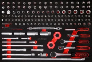 KS Tools 1-4'' + 3-8'' Steckschlüssel-Satz in Schaumstoffeinlage, 148-tlg - 811.0148