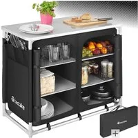 tectake Campingtisch Campingschrank Deluxe mit Aluminiumgestell und 6 Fächern (1-St., 1 tlg), Sehr kompakt zerlegbarer Campingschrank mit Aluminiumgestell