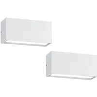 TRIO Leuchten LED Außen-Wandleuchte, LED fest integriert, Warmweiß, 2er-Set kleine Fassadenlampe up down Fassadenbeleuchtung Weiß, B: 14cm