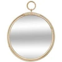 Atmosphera Créateur d'intérieur Wandspiegel Spiegel, Rattan, rund, Durchmesser 38 cm, beige