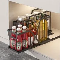 GarveeMore Küchenorganizer-Set Schmaler ausziehbarer Schrankorganizer Küchenauszug, 42×14×26 cm