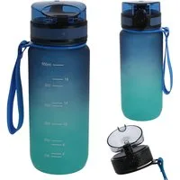 CEPEWA Trinkflasche Trinkflasche 650ml PET PP PE 7x24cm grün blau Handschlaufe Sieb