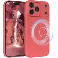 EAZY CASE Handyhülle für Apple iPhone 17 Pro Max Hülle Silikon 6,9 Zoll, MagSafe Silikonhülle Kameraschutz stoßfest Handyhülle Matt Hellrot