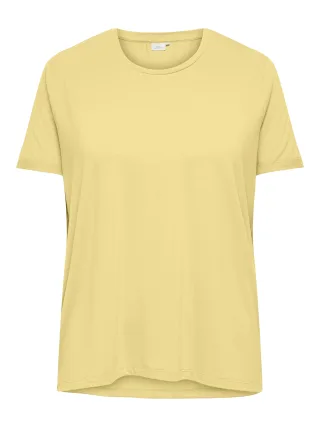 ONLY CARMAKOMA - CARMOSTER S/S FOLD UP TOP JRS NOOS Pale Banana - Gr. - 44