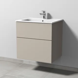 Sanipa 3way Waschtischunterbau zu Geberit Renova Plan Slim Waschtisch mit 2 Auszügen, Kaschmir-Matt SP6861U