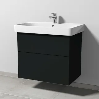 Sanipa 3way Waschtischunterbau zu Geberit Smyle Square Waschtisch mit 2 Auszügen, Vulkan-Matt SP6721V