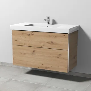 Sanipa 3way Waschtischunterbau zu Villeroy & Boch Subway 2.0 Waschtisch mit 2 Auszügen, Eiche Natura BR61585