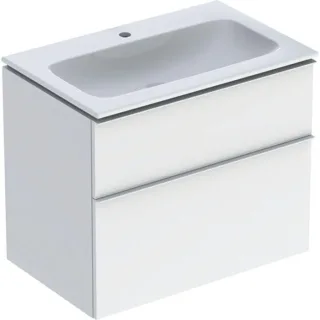 Geberit iCon Waschtisch mit Unterschrank 75 cm 502336011 Waschtisch-Set 75x63x48cm, weiß, Korpus weiß Hochglanz, Griff weiß matt