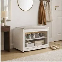 HTI-Living Schuhschrank mit Schiebetür und Sitzkissen Beige (1 Stück, 1-St., 1 Schuhschrank mit Sitzkissen) Sitzkissen mit Polyesterbezug in Leinenoptik