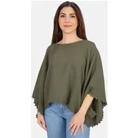 Seasons of April Kurzarmbluse MATHILDA MUSSELIN OVERSIZED Kurze, weite Damen Musselin Bluse, Boho, Bordüre, Oversized, One Size