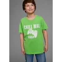 KIDSWORLD T-Shirt Mit Spruch: CHILL MAL Kurzarm, Basic-Stil, mit coolen Schriftzügen, Rundhalsausschnitt