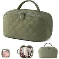 Zaewry Kosmetiktasche Damen Kosmetiktasche, Umfangsreich Kapazität Reise Make-up Tasche, Schlichter Optik Tragbarer Make-up Tasche,Weit geöffnete Tasche