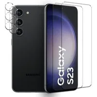 CoolGadget Schutzfolie Panzerfolie für Samsung Galaxy S23, (Spar-Set 4in1, 2x Displayschutz, 2x Kameraschutz), Panzerglas Schutzfolie für Samsung Galaxy S23 Folie