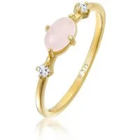 Elli Premium Fingerring Rosa Quarz Topas Edelstein Klassik 375er Gelbgold