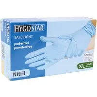 Franz Mensch Nitril-Handschuhe Hygostar Nitril Handschuhe Safe Light BLAU, puderfrei (100er Box)