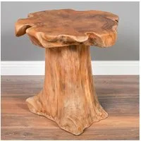 LebensWohnArt Beistelltisch Massivholz Teak Beistelltisch MELAYA Natural ca.D 45cm Unikat
