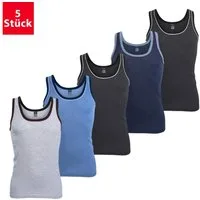 MT Unterhemd Herren Melange Tank-Top (5er Pack) Baumwoll Unterhemden (5-St., 5er-Pack) aus supersofter Feinripp-Qualität