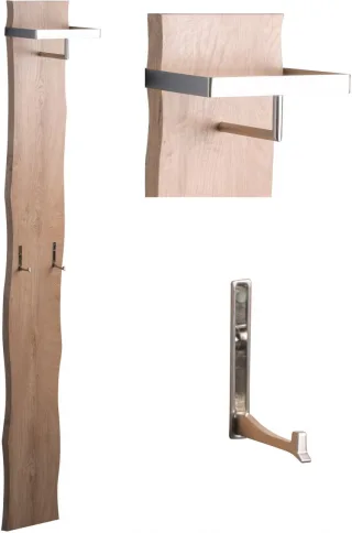 Garderobe ADAM 25x190x20 cm inkl. 2 Haken Baumkante Dekor Eiche