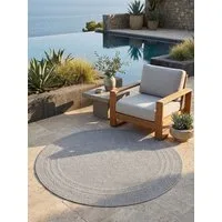 KADIMA DESIGN Teppich VENTOUX Wetterfest UV-Beständig Balkon Waschbar Strapazierfähig, Rund, Höhe: 5 mm, Grau, 80x80 cm, Outdoor Balkonteppich Terrasse Pflegeleicht Robust