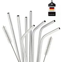 bremermann Trinkhalme 8er Edelstahl-Trinkhalme, 21,5 cm Länge, wiederverwendbar, gerade und, (8-tlg), 4x gebogen, 4x gerade, inkl. 2 Reinigungsbürsten