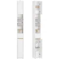SoBuy Badkommode BZR34-II, Badschrank schmal, Badezimmermöbel, Wasserabweisender, Badzimmerschrank mit verstellbare Ablagen Badkommode schmal Badezimmer