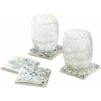 Mirabeau Getränkeuntersetzer Untersetzer 4er Set Évry weiß/blau
