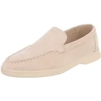 Ital-Design Eleganter Damen Slip-On Schuh mit hohem Tragekomfort Slipper (90927405) Blockabsatz Mokassins in Beige