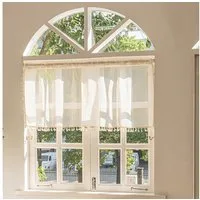 BTTO V&G Gardine Vintage-Quasten Fenstervorhänge Leinen kurze Vorhänge, Gaze-Vorhänge Stangentasche
