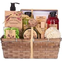 BRUBAKER Pflege-Geschenkset Dusch- und Badeset mit Mohnblumen Duft Set, 14-tlg., Frauen Geschenkset im Pflanzkorb, Beauty Wellness Pflegeset für Damen