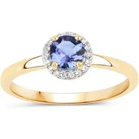 Vira Jewels Fingerring 925-Sterling Silber vergoldet Glänzend Tansanit violett