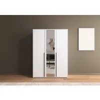 rauch Drehtürenschrank Kleiderschrank Schrank Garderobe Wäscheschrank NAGATA mit Spiegel (in 3 verschiedenen Ausstattungen BASIC/CLASSIC/PREMIUM) und modernen Stangengriffen in Graumetallic TOPSELLER MADE IN GERMANY