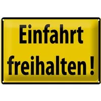 Femer GmbH Metallschild Warnschild 30x20cm Einfahrt freihalten, (1 St), gewölbte Oberfläche, abgerundete Ecken, umgeschlagene Kanten