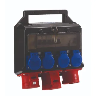 HEDI Steckdosenverteiler aus Kunststoff, 400V/32A-Ausführung mit FI-Schutzschalter - KV401132I