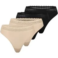 Triumph T-String 4er Pack Feel of Modal (Spar-Set, 4-St) String - Atmungsaktiv - Eleganter Spitzenbund am Taillenrand