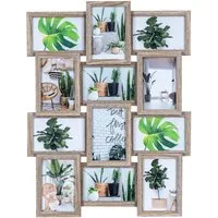 Levandeo® Bilderrahmen Collage, levandeo Bilderrahmen Collage 45x58cm 12 Fotos 10x15 Eiche gekälkt
