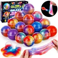 Wootoy Kreativset Knete Galaxy Slime 24er Set Bunte Slime-Bälle Leuchtende Knetspielzeug, (in 6 attraktiven Farbkombinationen, 24-tlg., Geschmeidige formbare Textur mit angenehmer Handhabung), ideal zum Kneten Formen und kreativen Spielen